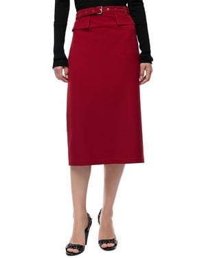 Pinko Gazania Belted Crepe Skirt - Red