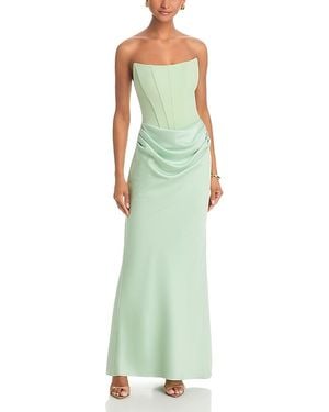 Aqua Long Scuba Strapless Gown - Green