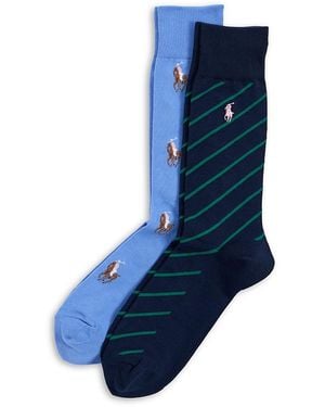 Polo Ralph Lauren Logo Dress Socks, Pack Of 2 - Blue