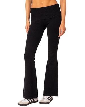 Edikted Desiree Knitted Low Rise Fold Over Pants - Blue