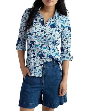 Seasalt Cornwall Larissa Crinkled Cotton 3/Sleeve Shirt - Blue
