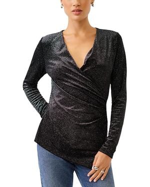 Fifteen Twenty Imara Shimmer Wrap Asymmetric Top - Black