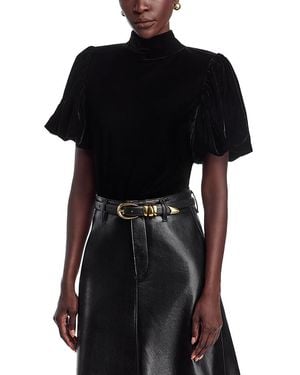 AREA STARS Velvet Mock Neck Top - Black