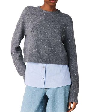 Maje Rhinestone 2-In-1 Sweater - Blue