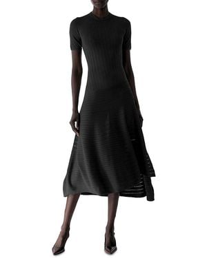 Jason Wu Pointelle Knit Short Sleeve Dress - Black