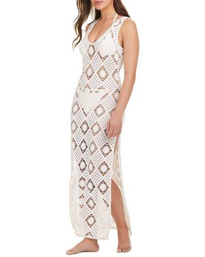 Red Carter Lace Up Cover Up Dress - White