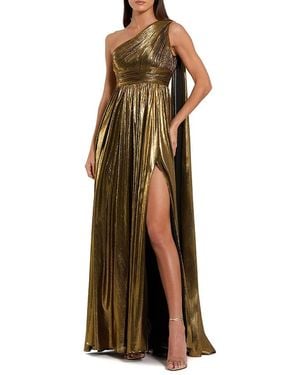 Mac Duggal One Shoulder Metallic Stretch Gown With Float