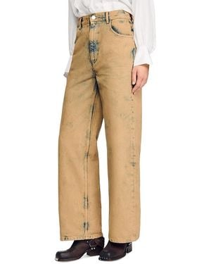 Sandro Faded Wide Leg Jeans - Natural