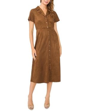 Vince Camuto Tie Back Button Down Midi Dress - Brown