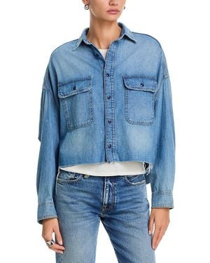 R13 Cropped Denim Shirt - Blue