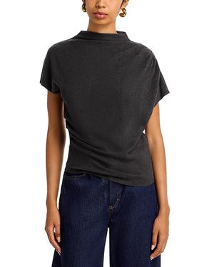 Line & Dot Walker Draped Top - Black