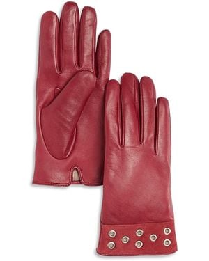 Bloomingdale's Grommet Cashmere Lined Leather Gloves - Red