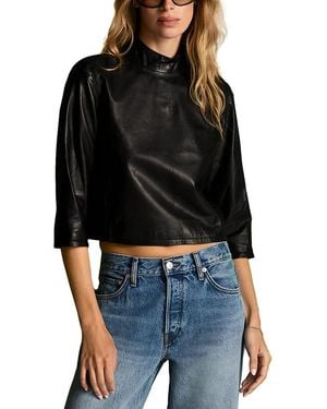 RE/DONE Sloane Mock Neck Leather Top - Black
