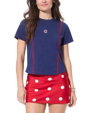 Terez Baseball Stitch Baby Tee - Blue