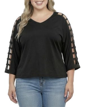 Standards & Practices Plus 3/4 Sleeve Cutout Detail Top - Black