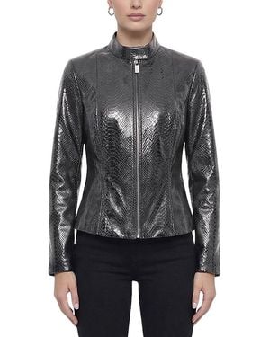 Gorski Metis Suede Pythn Printed Zip Jacket - Black