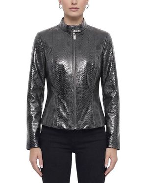 Gorski Metis Suede Pythn Printed Zip Jacket - Black