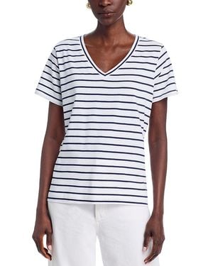 Vineyard Vines Striped V Neck Tee - White