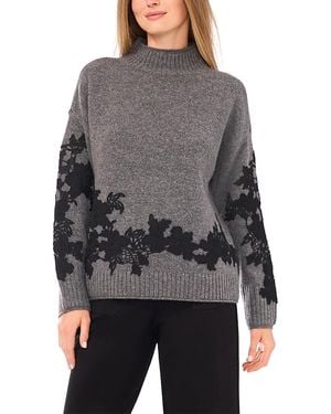 Vince Camuto Floral Applique Sweater - Gray