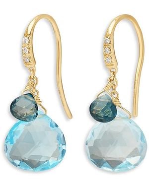 Marco Bicego 18K Paradise Topaz & Diamond Drop Earrings - Blue