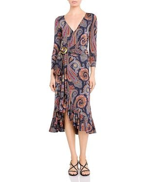 Etro Paisley 3/4 Sleeve Midi Dress - Red
