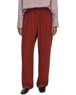 Rag & Bone Atlas Satin Drawstring Waist Pants - Red