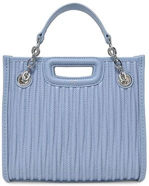 Maje Mini Quilted Leather Tote - Blue