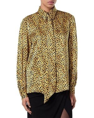 Versace Silk Cheetah Print Blouse - Natural