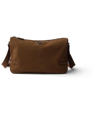 Prada Nubuck Leather Shoulder Bag - Brown