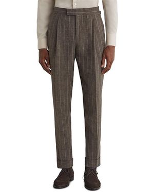 Reiss Miramare Side Tab Linen & Cotton Blend Pants - Gray