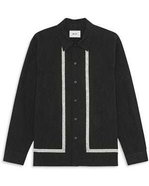 NN07 Reed Embroidered Button Front Shirt - Black