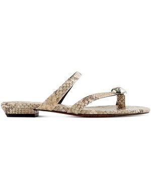 Madewell Mila Embossed Leather Slide Sandals - White