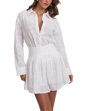 Miss Circle Quintina Embroidered Cotton Gauze Button-Down Shirt - White