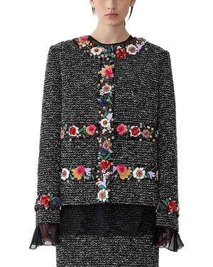 Carolina Herrera Embellished Long Sleeve Jacket - Black