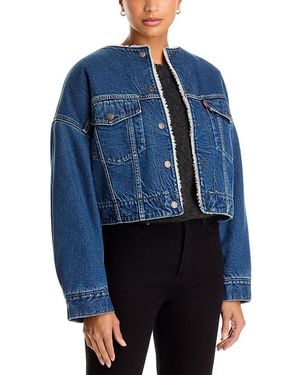 Levi's Sherpa Lined Cropped Denim Trucker Jacket - Blue