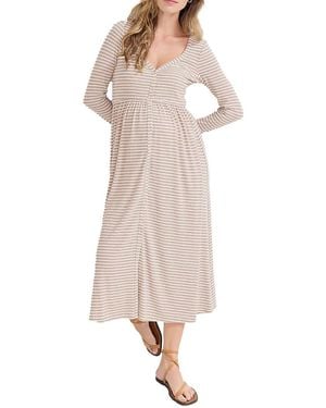 Hatch Collection The Softest Rib Maternity Nursing Friendly Dress - Natural