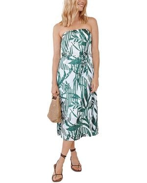 Bella Dahl Flowy Strapless Midi Dress - Blue