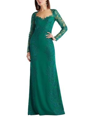 Tadashi Shoji Regal Embroidered Timepiece Lace Gown - Green