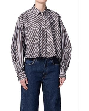 Agolde Agnes Cotton Button Front Shirt - Blue