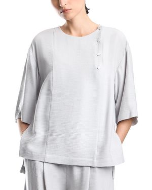 Emporio Armani Bark Effect Textured Blouse - Gray