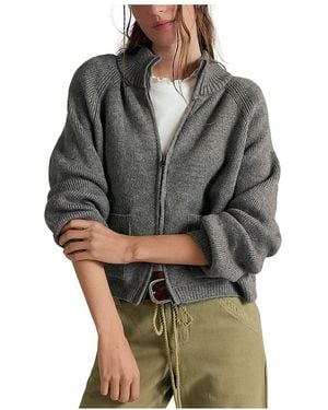 Free People Wtf On It Half Zip Collared Sweater - Gray