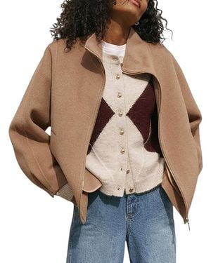 Mint Velvet Wool Blend Hand Finished Bomber Jacket - Brown