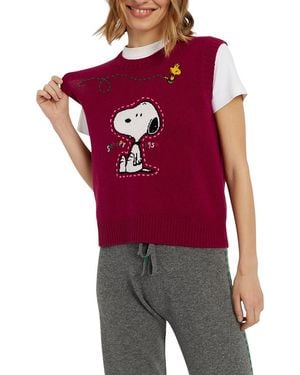 Chinti & Parker Wool-Cashmere Snoopy Tank - Red
