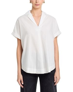 French Connection Poplin Collar Short Sleeve Pullover Top - White