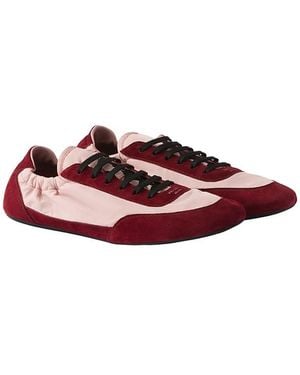 Prada Collapse Re-Nylon And Suede Sneakers - Red