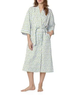 Bedhead Cotton Poplin Kimono Robe - Green