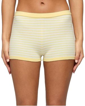 Edikted Camil Striped Knit Shorts - Yellow