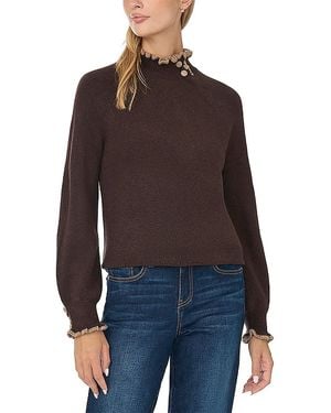 Cece Ruffle Mock Neck Sweater - Brown