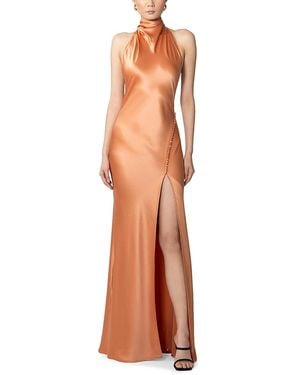 SAU LEE Penelope Satin Halter Neck Gown - White