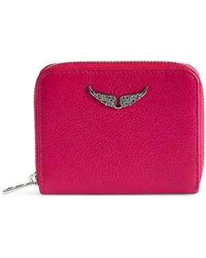Zadig & Voltaire Mini Grained Leather Zip Wallet - Pink